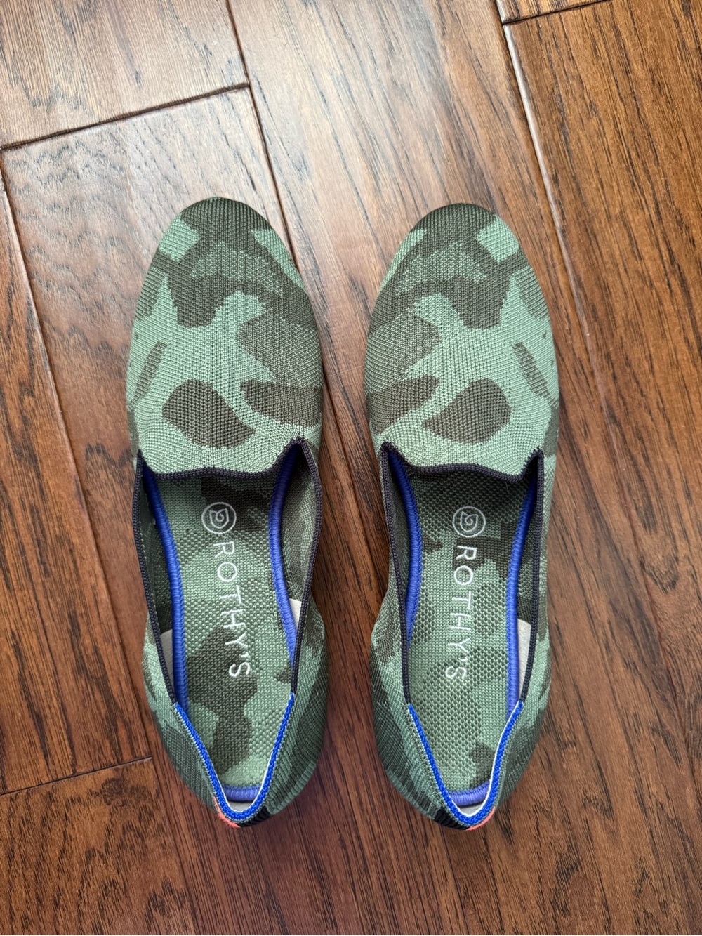 Rothys The Loafer in Olive Green Camo Ballet Flat Shoes 9.5